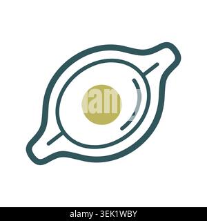 A simple icon of traditional Georgian Khachapuri bread. Designed in a clean, modern, flat outline style. Ideal for menus, food apps, and restaurant we Stock Vector