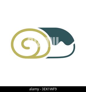 A simple icon of a delicious sweet sponge cake roll. Designed in a clean, modern, flat outline style. Ideal for cafe menus, food apps, and websites. Stock Vector