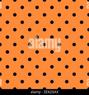 Cute Halloween orange and black polka dot seamless pattern background Stock Vector