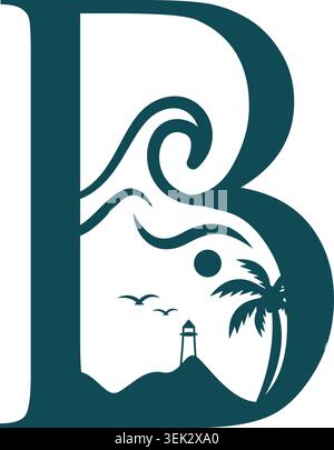 Letter B logo featuring beach Stock Vector