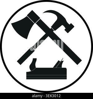 Tools, carpenter, joiner, cabinetmaker, logo, icon Stock Vector