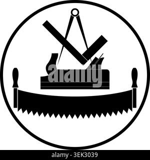 Tools, carpenter, joiner, cabinetmaker, logo, icon Stock Vector