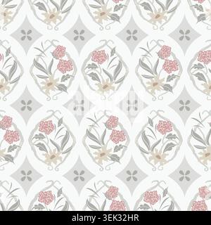 Garden Trellis Medallion seamless pattern background. Stock Vector