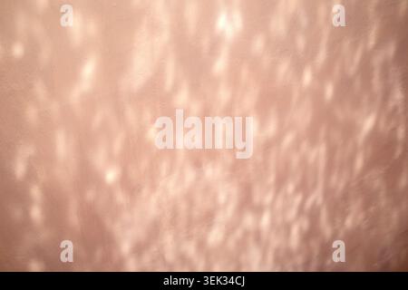 Soft pink wall with sunlight reflections and abstract textured light pattern Stock Photo