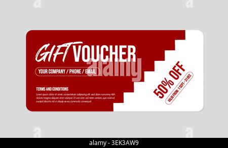 Gift Voucher and Coupon Vector Template for Promotional Sale Discount Horizontal Editable Stock Vector