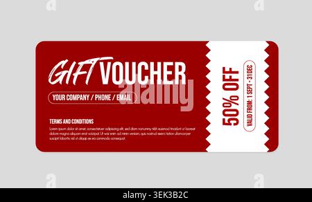 Gift Voucher and Coupon Vector Template for Promotional Sale Discount Horizontal Editable Stock Vector