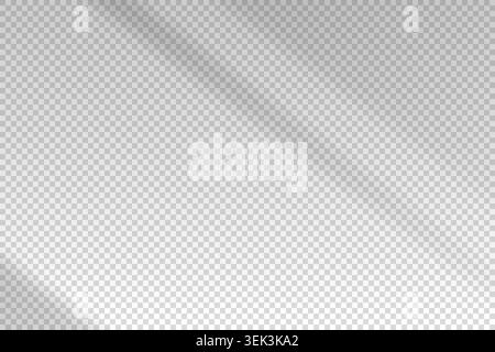 Shadow from window blinds. Windows blind. Reflected shadows on wall. Transparent overlay effect isolated on white background. Sun light beam. Real Stock Vector