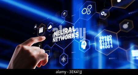 Deep learning neural networks with automated data processing and intelligent pattern recognition. Stock Photo