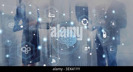 Digital Transformation Strategy with AI Powered Cybersecurity Infrastructure. Stock Photo