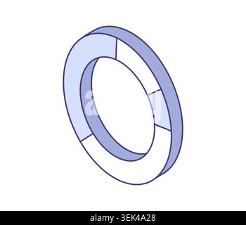 Radial histogram, circular chart. Vector isometric pictogram for data visualization, analytics dashboards, circular statistics. Stock Vector