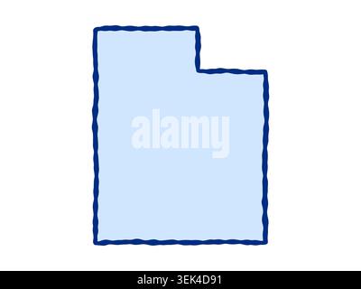 Doodle-style illustration of the Utah state map, featuring the recognizable shape of Utah in a simple, hand-drawn design. Stock Vector