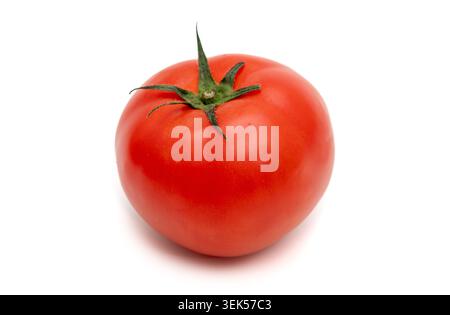 One single fresh red tomato isolated on white background Stock Photo