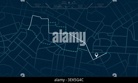Online location tracking with data of arrive time on city map. Huge city map with roads streets as background. Map of city in blue colors. Vector Stock Vector