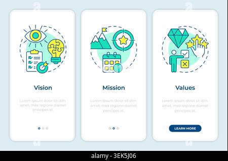 Strategic framework onboarding mobile app screen Stock Vector