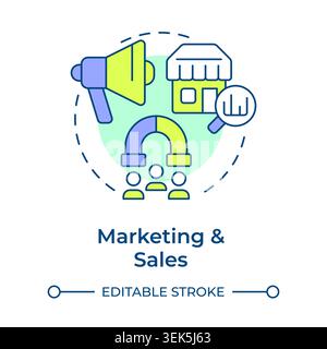 Marketing and sales multi color concept icon Stock Vector