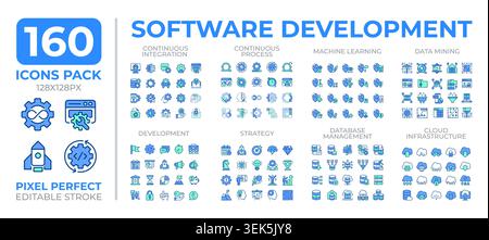 Software development colorful icons set collection Stock Vector