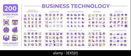Business technology colorful icons set collection Stock Vector