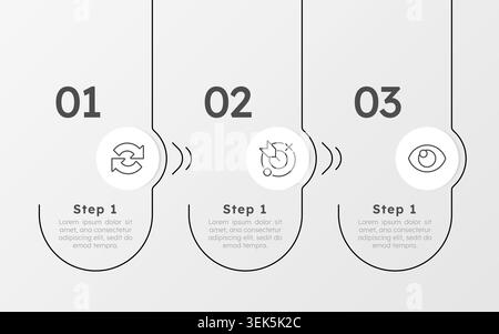 Organization development timeline rounded structure infographic 3 steps Stock Vector