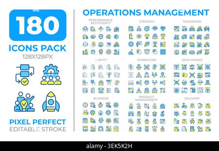 Operations management colorful icons set collection Stock Vector