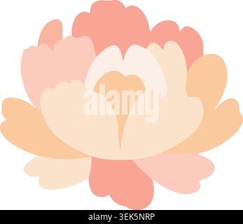 Flat illustration of a soft layered peony blossom with cream and blush petals Stock Vector