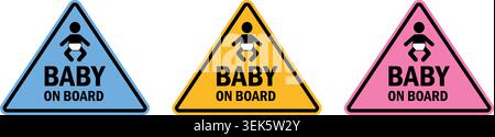 baby on board yellow warning sign isolated vector illustration Stock Vector