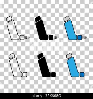 Set of Asthma inhaler design icon, medicine health care sign, vector illustration . Stock Vector