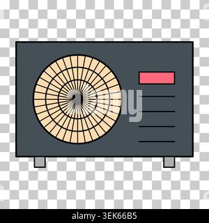 Heat pump air source icon, cooling electric system machine, cool web vector illustration . Stock Vector