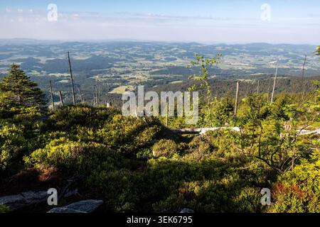 View from Dreisessel Mountain Trail toward Stone Sea Formation in the Bavarian Forest Germany Stock Photo