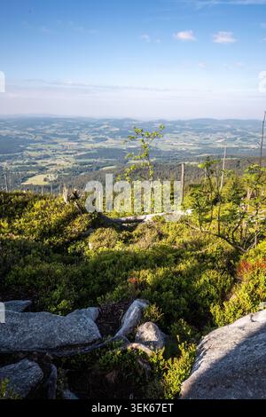 Granite Boulder Field at Stone Sea Formation on Dreisessel Mountain in Bavarian Forest Germany Stock Photo
