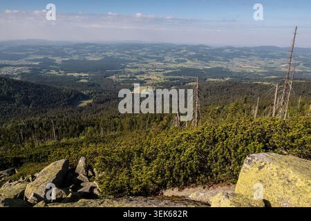 Granite Boulder Field at Stone Sea Formation on Dreisessel Mountain in Bavarian Forest Germany Stock Photo