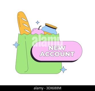 Funky grocery new account modern onboarding illustration Stock Vector