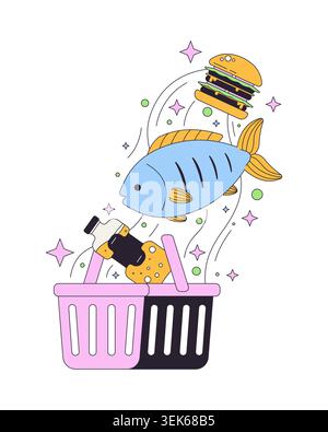 Funky add to cart modern onboarding illustration Stock Vector