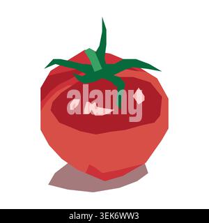 Polygonal Ripe Tomato Flat Icon for Healthy Food Design Layout Stock Vector