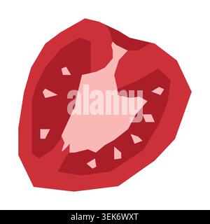 Low Poly Tomato Half Vector Illustration Polygonal Red Tomato Slice Stock Vector