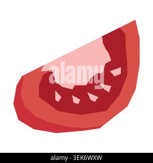 Low Poly Tomato Slice Vector Illustration Polygonal Red Tomato Wedge Stock Vector