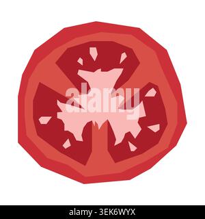 Tomato Slice Vector Illustration Flat Geometric Red Tomato Cut Isolated Stock Vector