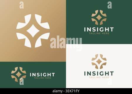 modern abstract geometric logo design template with minimalist corporate star diamond cross icon for business consulting company Stock Vector