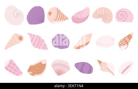 Seashells collection set Stock Vector