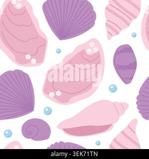 Seashells seamless pattern Stock Vector