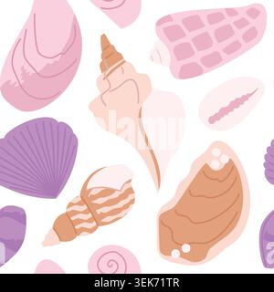Seamless pattern with seashells Stock Vector