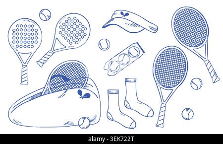 Hand Drawn Tennis Doodle Collection Stock Vector