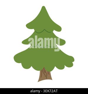 Green Cartoon Christmas Tree Flat Illustration Stock Vector
