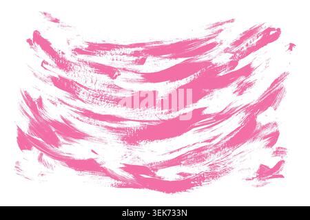 Pink grunge brush stroke textured vector background. Dry paintbrush creative distressed texture. Abstract magenta paint smear backdrop for trendy Stock Vector