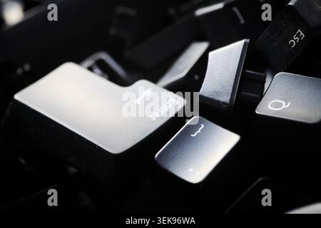 Closeup of a collection of an old keyboard keys Stock Photo