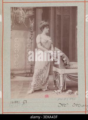 Atelier Nadar photographed Jane Margyl in 1897 for the ballet Phryné at the Théâtre des Folies-Bergère in Paris. The monochrome studio theater portrait documents Belle Époque French ballet performance and nineteenth century stage publicity. Stock Photo