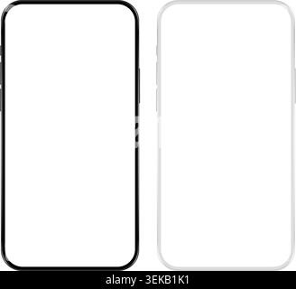 Clay smartphone devices in black and gray color frame, mockup template for advertisement and web user interface. Modern mobile phone vector Stock Vector