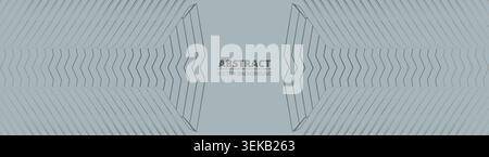 Soft grey modern wide banner design with dark gray textured pattern. Futuristic geometric abstract background. Vector illustration Stock Vector