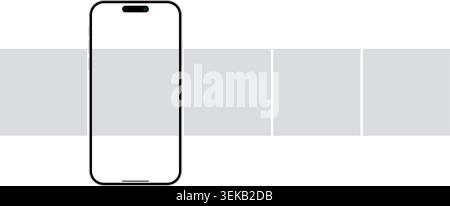 Smartphone carousel post mockup for social media advertisement. Mobile phone blank screen template layout, vector illustration Stock Vector