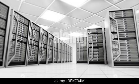 Network servers isolated on white background. 3D illustration. Stock Photo