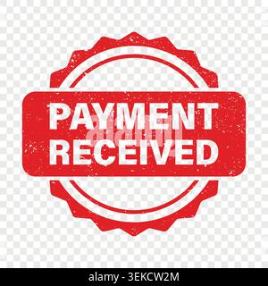 Payment Received Stamp. Red Paid Badge Seal Isolated. Invoice Status, Billing Confirmation, Accounting, Receipt, Business Documents Stock Vector